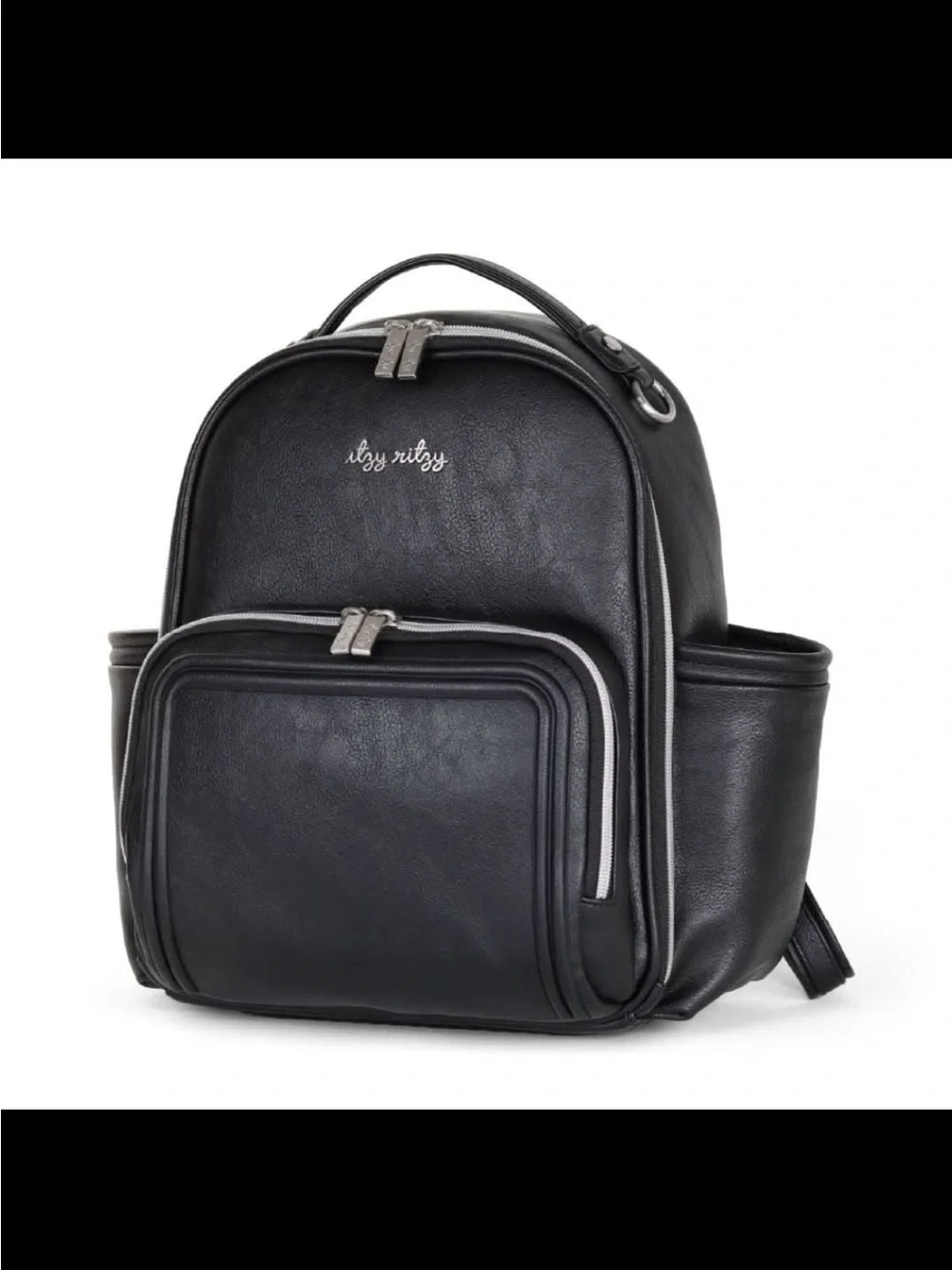 Itzy Ritzy Black Faux Leather Backpack